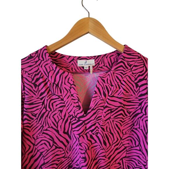 Jude Connally sz small pink purple zebra Jude Cloth mandarin collar shift dress - Picture 4 of 6